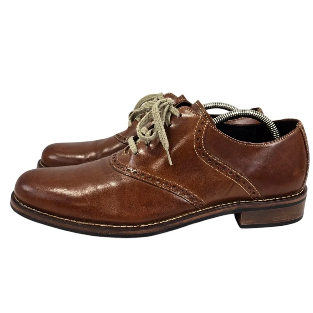 Cole Haan Drake Brown Leather Plain Toe Brogue Dress Shoes Men's 11.5 M EUC